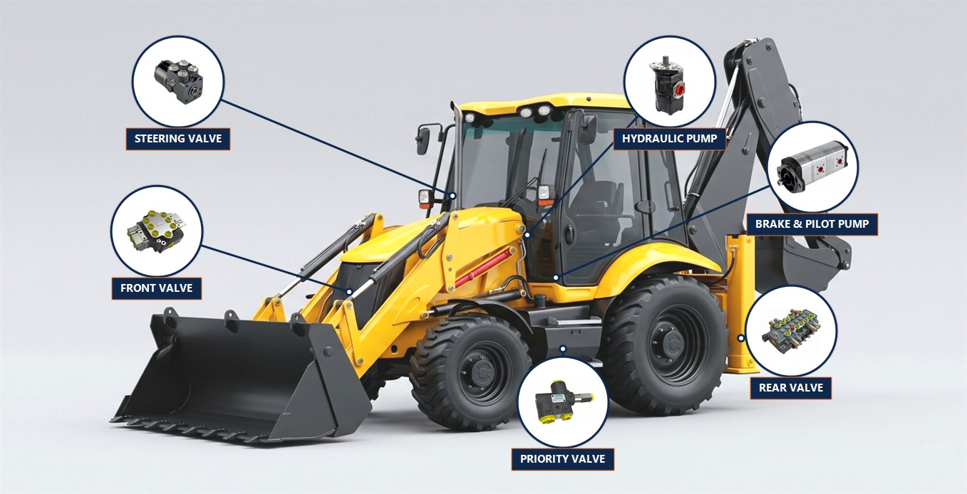 ECOLE® Hydraulic Solutions - OEM Kazıcı Yükleyici Parça Anatomisi